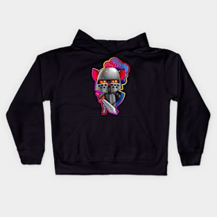 Cat knight with outline Kids Hoodie